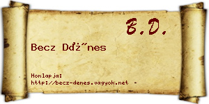 Becz Dénes névjegykártya
