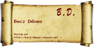Becz Dénes névjegykártya